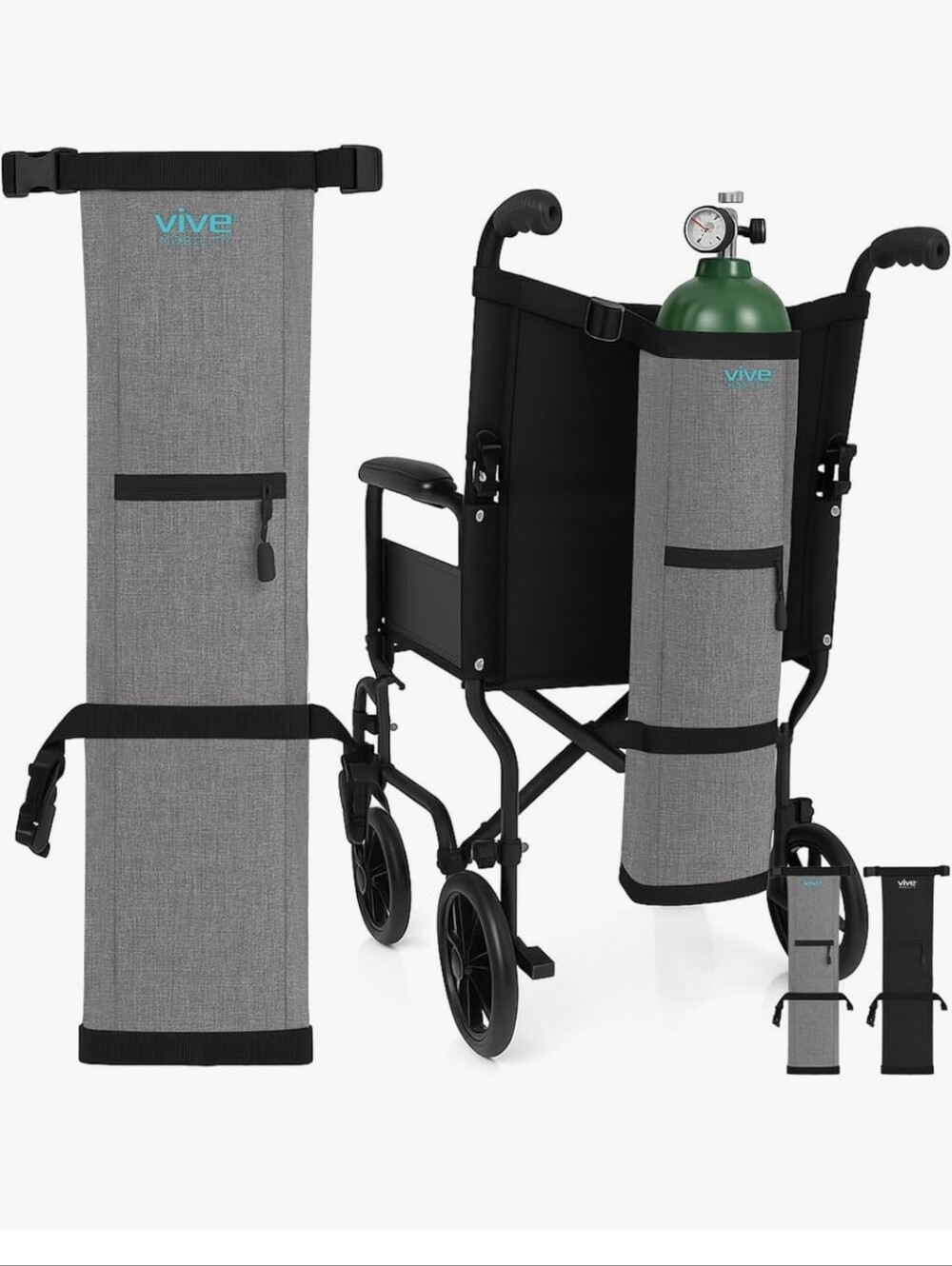 NWT Vive Oxygen Tank Holder for Wheelchair Grey